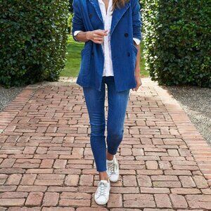 Frank & Eileen Sligo Easy Fit Skinny Jean In Medium Wash Raw Hem Size 27